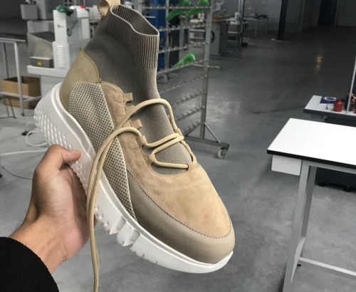 knitted sneaker / boot high top sample