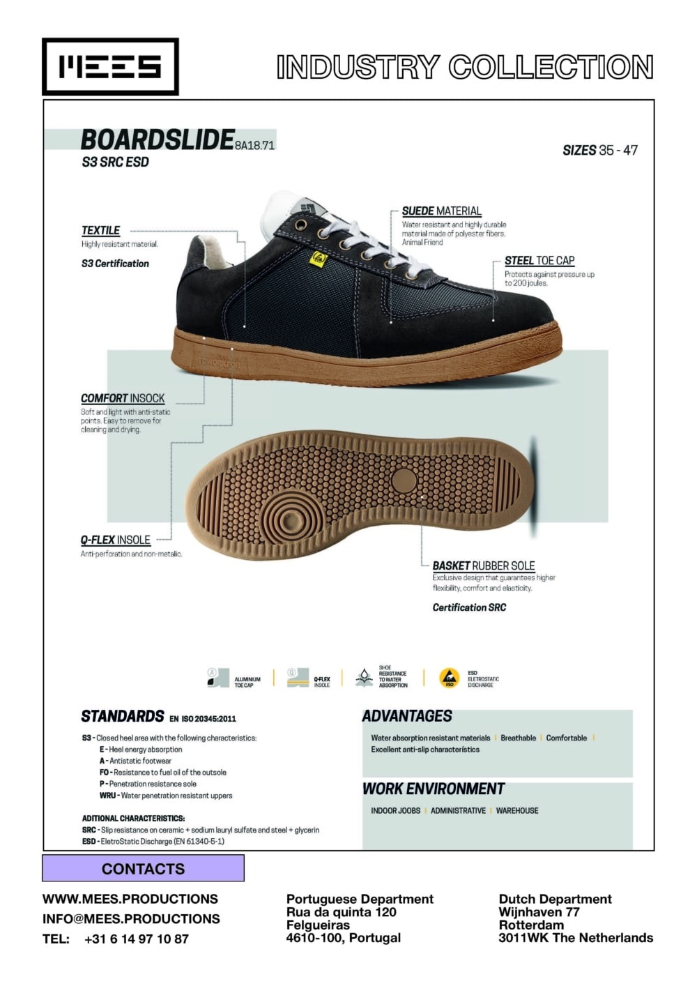 BOARDSLIDE industrial S3 safety work boots with anti-slip outsole