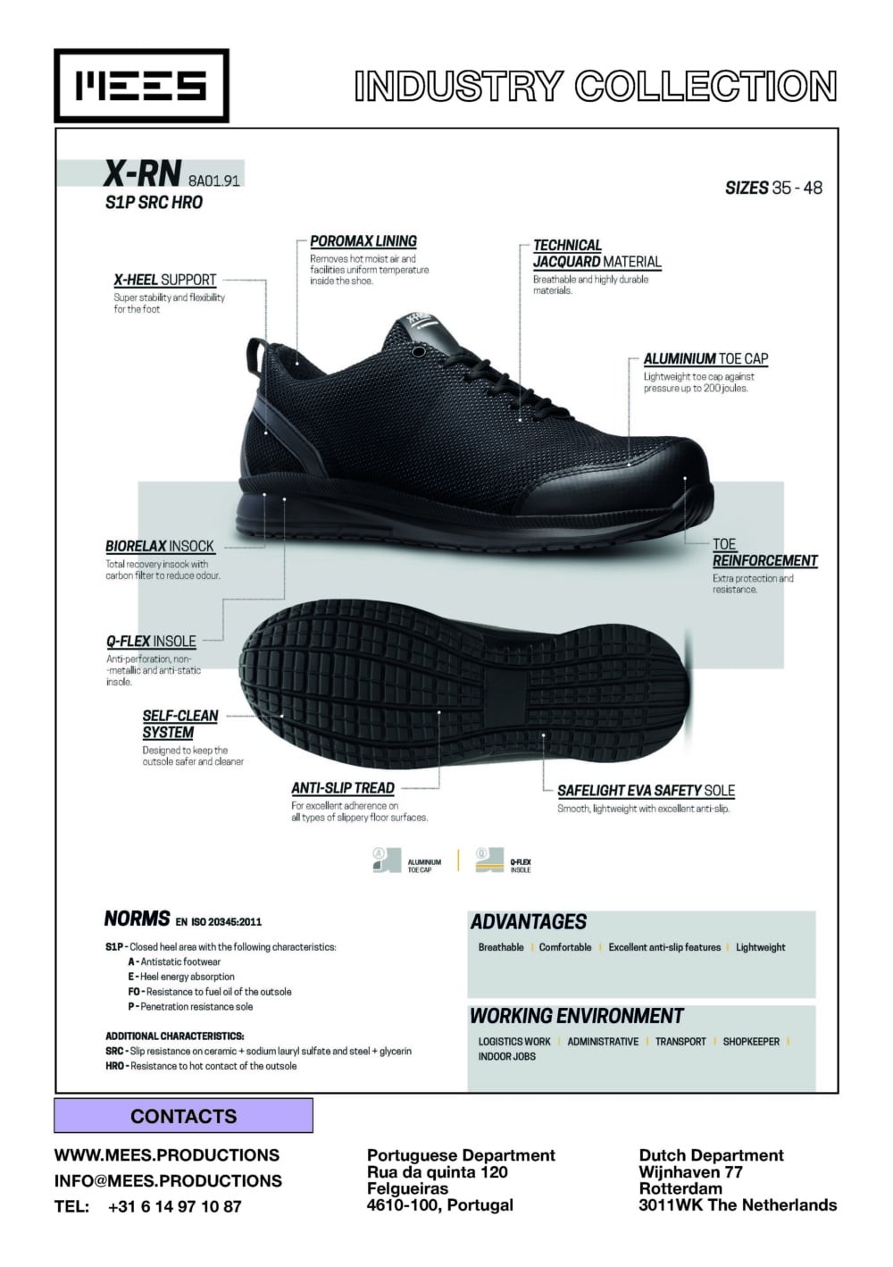 X-RN industrial S1P safety work boots with anti-slip outsole