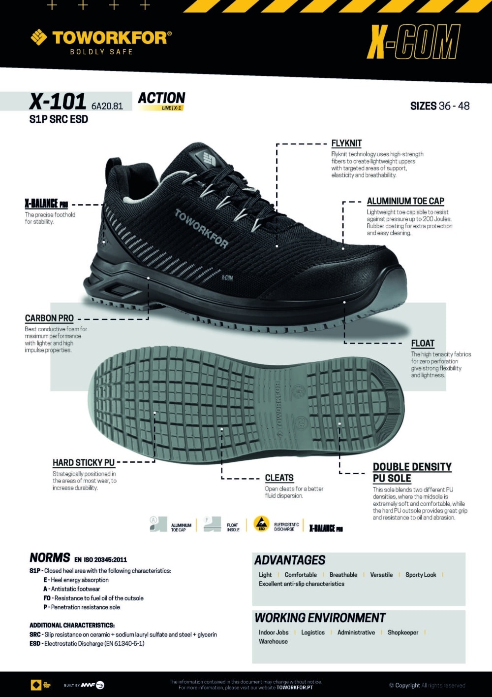 X-101 industrial S3 safety work boots with anti-slip outsole